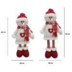 Figurina Decorativa, Pentru Craciun, Embo, Om de Zapada, Picioare Telescopice, Inaltime Reglabila 44-54cm, Caciula cu Inimioare, Alb/Rosu - imagine 2