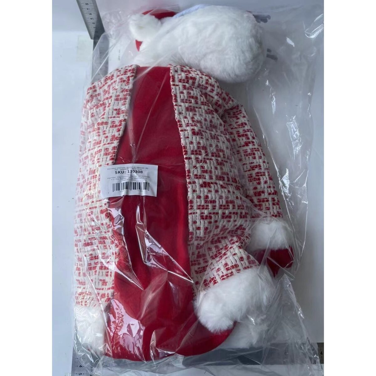 Figurina Decorativa, Pentru Craciun, Embo, Ren, Picioare Telescopice, Inaltime Reglabila 42 - 80 cm, cu Haina, Alb/Rosu - imagine 2