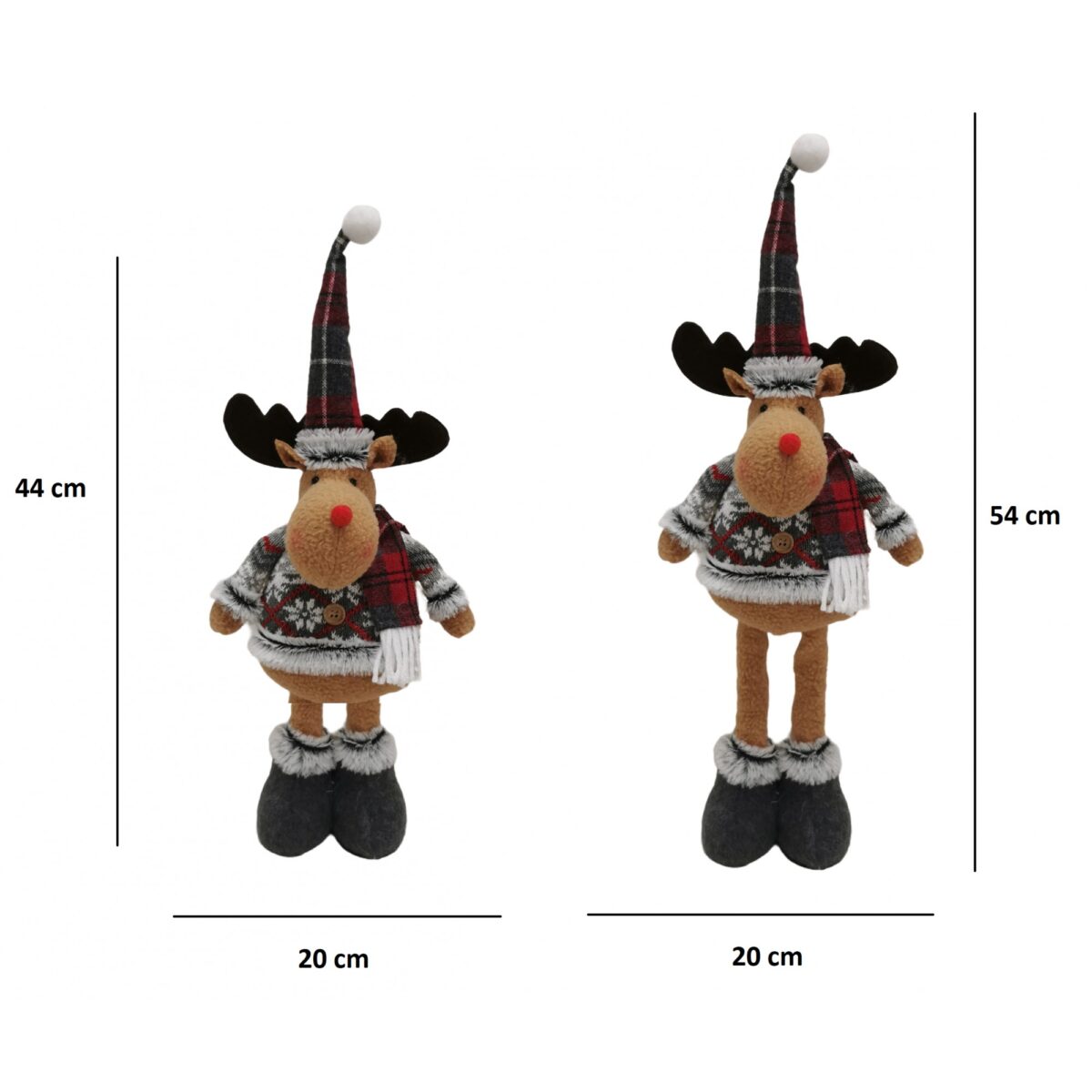 figurina-craciun-flippy-ren-picioare-telescopice-inaltime-reglabila-44-54cm-66b9f3aa2629b.jpg Figurina Decorativa, Pentru Craciun, Embo, Ren, Picioare Telescopice, Inaltime Reglabila 44-54cm, Bluza cu Fulgi, Rosu/Gri - imagine 2