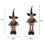 Figurina Decorativa, Pentru Craciun, Embo, Ren, Picioare Telescopice, Inaltime Reglabila 44-54cm, Bluza cu Fulgi, Rosu/Gri - imagine 2