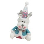 Figurina de Craciun Ren cu Palarie, Embo, Figurina Decorativa Ren de Craciun pentru Sarbatorile de Iarna, 34 x 20 x 12 cm, Multicolor