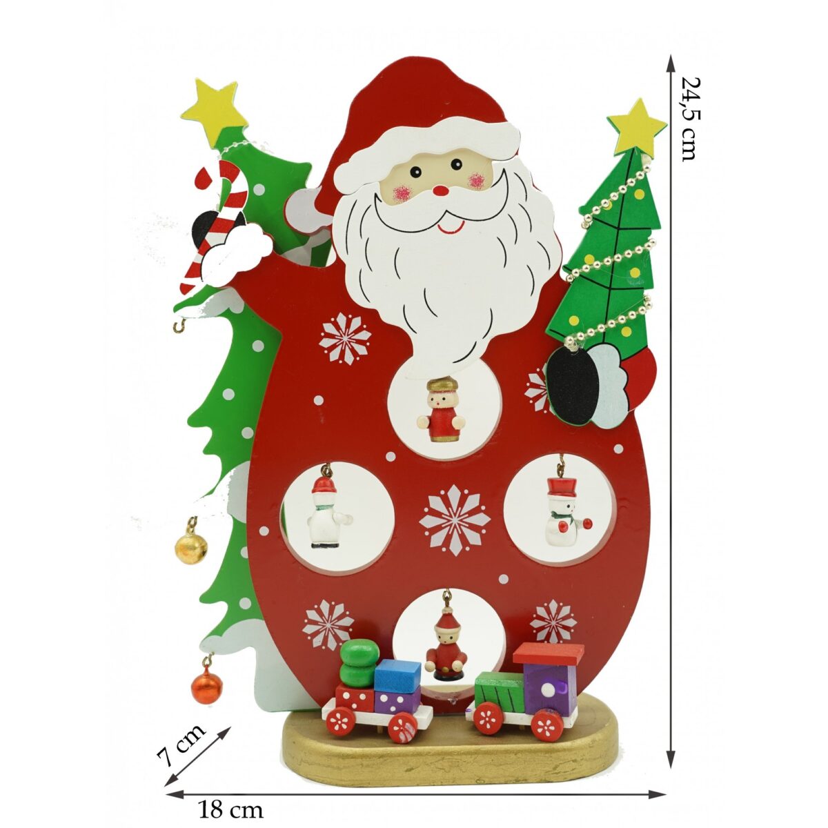 Figurina decorata, Mos Craciun, Rosu, din Lemn, 18 cm x 24.5 cm, Interior, Embo - imagine 6