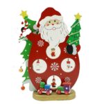 Figurina decorata, Mos Craciun, Rosu, din Lemn, 18 cm x 24.5 cm, Interior, Embo