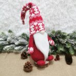 Figurina Decorativa, Pentru Craciun, Embo, Spiridus, Omul Padurii cu Barba Lunga, Inaltime 47 cm, Rosu - imagine 3