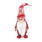 Figurina Decorativa, Pentru Craciun, Embo, Spiridus, Omul Padurii cu Barba Lunga, Inaltime 47 cm, Rosu