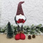 Figurina Decorativa, Pentru Craciun, Embo, Spiridus, Omul Padurii Indragostit, Picioare Telescopice, Inaltime reglabila 42 - 52 cm, Rosu - imagine 3