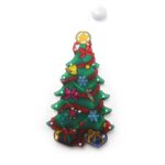 Decoratiune de Craciun pentru fereastra Embo, brad, cu LED-uri, 26 cm, alb cald