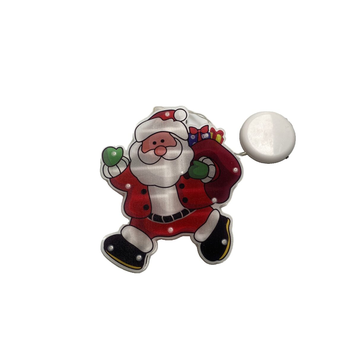 Decoratiune de Craciun pentru fereastra Mos Craciun cu sac, cu LED-uri, 22 cm, alb cald - imagine 2