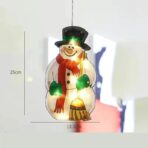 Decoratiune de Craciun pentru fereastra Embo, om de zapada, cu LED-uri, 26 cm, alb cald - imagine 2