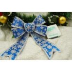 Funda pentru brad, Albastra, model de nea, cu margini argintii, 15 x 23 cm, PVC, Embo - imagine 3