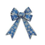 Funda pentru brad, Albastra, model de nea, cu margini argintii, 15 x 23 cm, PVC, Embo