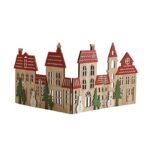 Decoratiune de Craciun, Embo, Model Orasel de Craciun pentru Brad, in stil European, Pliabil din Lemn, 57 x 20 cm, Maro Natur Rosu