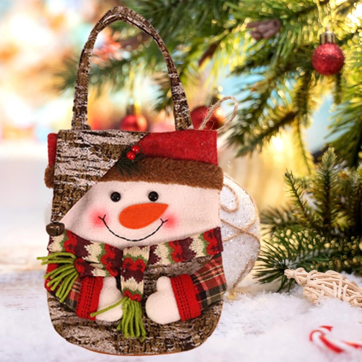 Geanta pentru Cadouri de Craciun, Embo, Model Om de Zapada, Decoratiune Sarbatori, 46x23x2 cm, Multicolor - imagine 5