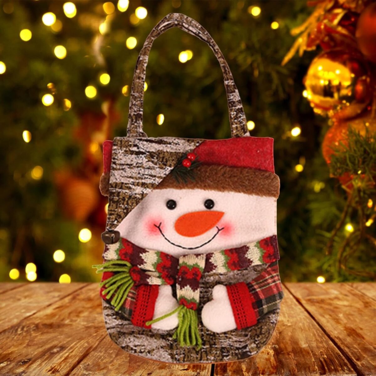 Geanta pentru Cadouri de Craciun, Embo, Model Om de Zapada, Decoratiune Sarbatori, 46x23x2 cm, Multicolor - imagine 6