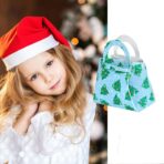 Geanta pentru Copii, Embo, Pliabila, pentru Cadouri de Craciun, din Panza Netesuta, Braduti, 13 x 12 x 6 cm, Verde - imagine 3