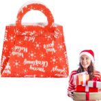 Geanta pentru Copii, Embo, Pliabila, pentru Cadouri de Craciun, din Panza Netesuta, Merry Christmas, 13 x 12 x 6 cm, Rosu - imagine 3