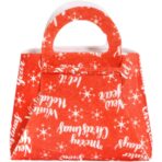 Geanta pentru Copii, Embo, Pliabila, pentru Cadouri de Craciun, din Panza Netesuta, Merry Christmas, 13 x 12 x 6 cm, Rosu