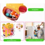 Ghiozdan Montessori, Embo, pentru Copii 2-6 ani, Fidget Pop, cu Catarame si Fermoare, Jucarii Senzoriale, Activitate de Invatare prin Joc, Roz, 0.25 kg, 28x10x23 cm - imagine 3