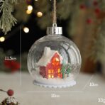 Glob pentru Bradul de Craciun LED, Embo, Model A, Glob Transparent cu Figurina Casa si Braduti iluminat LED, Diametrul 10 cm, Baza Solida, Transparent - imagine 2