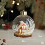Glob pentru Bradul de Craciun LED, Embo, Model B, Glob Transparent cu Figurina Casa si Ren iluminat LED, Diametrul 10 cm, Baza Solida, Transparent - imagine 2