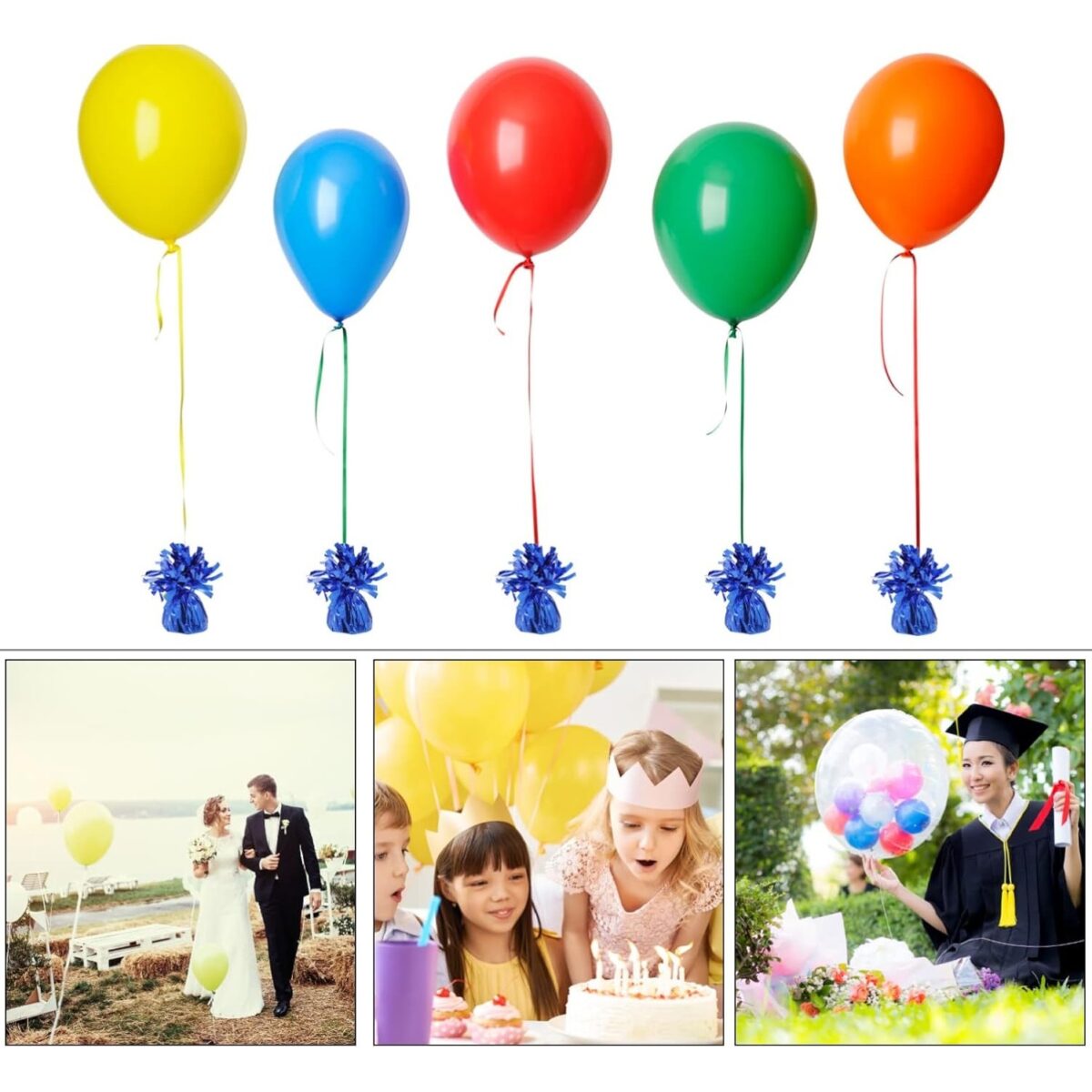 Greutate pentru Baloane cu Heliu, Embo, din Folie cu Franjuri, 170g, 13 x 5 x 3 cm, Albastru - imagine 2