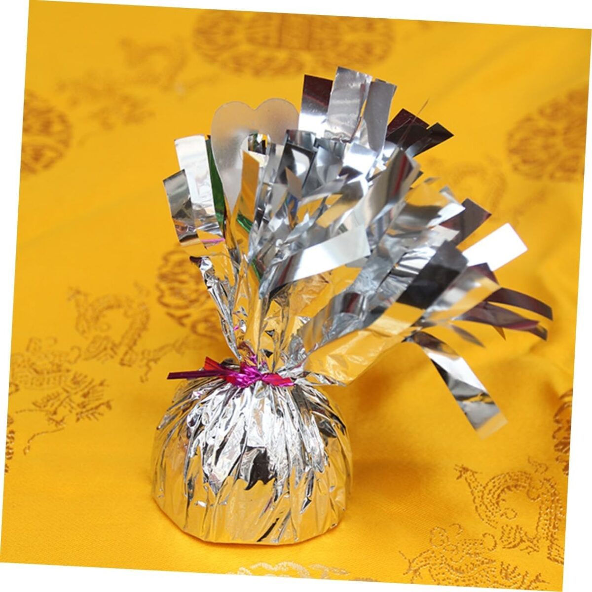 Greutate pentru Baloane cu Heliu, Embo, din Folie cu Franjuri, 170g, 13 x 5 x 3 cm, Argintiu - imagine 3