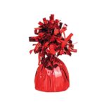 Greutate pentru Baloane cu Heliu, Embo, din Folie cu Franjuri, 170g, 13 x 5 x 3 cm, Rosu