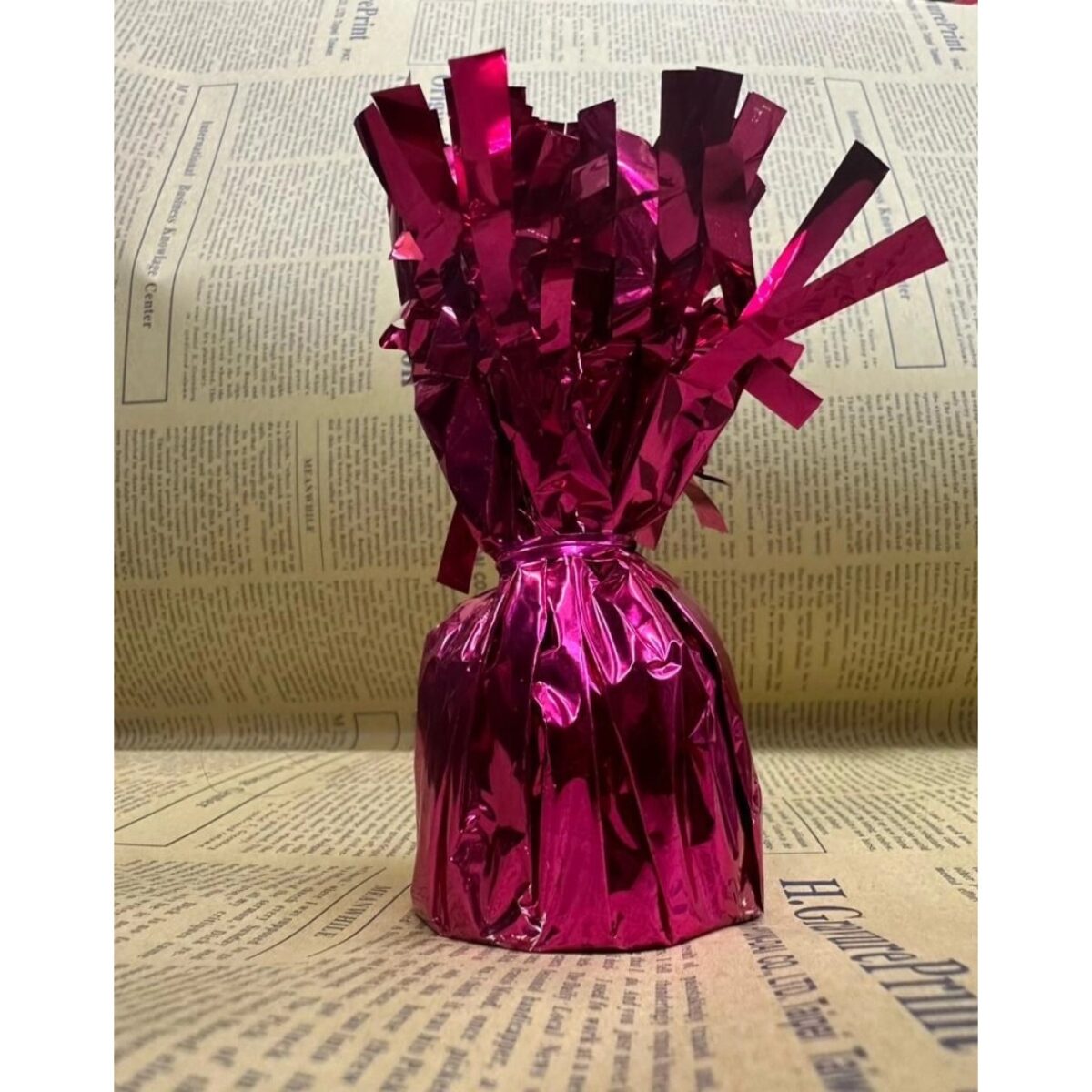 Greutate pentru Baloane cu Heliu, Embo, din Folie cu Franjuri, 170g, 13 x 5 x 3 cm, Roz - imagine 5