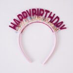 Coronita Decorativa pentru Petreceri, Embo, Tema Aniversare, Model Happy Birthday, Marime Universala, Roz - imagine 5