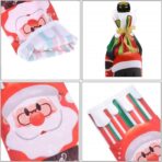 Husa Craciun pentru sticla de vin Embo, tema Mos Craciun, material textil, 34 cm, multicolor - imagine 2