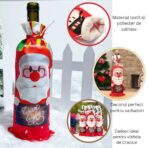 Husa Craciun pentru sticla de vin Embo, tema Mos Craciun, material textil, 34 cm, multicolor - imagine 3