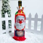 Husa Craciun pentru sticla de vin Embo, tema Mos Craciun, material textil, 34 cm, multicolor - imagine 6