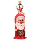 Husa Craciun pentru sticla de vin Embo, tema Mos Craciun, material textil, 34 cm, multicolor