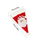 Husa decorativa festiva pentru 3 tacamuri Embo, model caciulita cu Mos Craciun, material textil si poliester, 19 x 10 cm, rosu - imagine 4