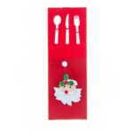 Husa decorativa pentru set tacamuri Embo, model Mos Craciun, material poliester, 25 x 8.5 cm, rosu