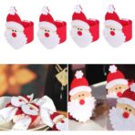 Husa deocarativa festiva pentru servetele si tacamuri, tema Mos Craciun, material textil si poliester, 5.5 x 10 cm, rosu - imagine 5