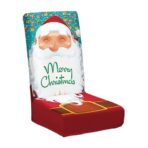 Husa pentru scaun, Embo, Tematica Craciun, Model 3 Merry Christmas, Alb/Albastru