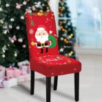 Husa pentru scaun, Embo, Tematica Craciun, Model 4 Mos Craciun cu Sacul, Rosu - imagine 4
