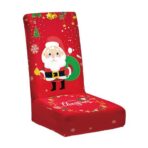 Husa pentru scaun, Embo, Tematica Craciun, Model 4 Mos Craciun cu Sacul, Rosu