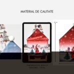 Husa pentru scaun Embo, tematica Craciun, material textil/poliester, 61 x 47 cm, rosu - imagine 3