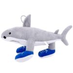 Jucarie Moale de Plus Italian Brainrot, Embo, cu Agatatoare, Model Rechin cu Picioare Tralalero Tralala, Jucarie Moale pentru Copii, 35 x 24 cm, Gri