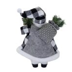 Figurina Decorativa Craciun, Embo, Mos Craciun cu Crenguta de Brad, 30 x 10 x 17 cm, Material Plastic+Textil, Interior/Exterior, Alb/Gri - imagine 3