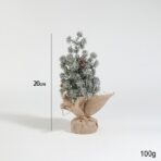 Decoratiune Craciun pentru Masa, Embo, Ornament de Decor Model Brad de Craciun de Dimensiuni Mici cu Fulgi Albi, pentru Birou si Interior, din Plastic Calitativ 20 cm, Verde Alb - imagine 2