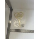 Decoratiune Topper pentru Tort, Embo, Model Inimioara Scris Happy Birthday, Tematica Aniversare, Auriu - imagine 2