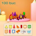 100-piece magnetic building block set, Embo, magnetic bricks, large, geometric shapes, 3 years old, ABS, magnets, 27.5*21.5*17 cm, multi-color - imagine 2