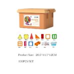 100-piece magnetic building block set, Embo, magnetic bricks, large, geometric shapes, 3 years old, ABS, magnets, 27.5*21.5*17 cm, multi-color - imagine 4