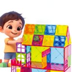 100-piece magnetic building block set, Embo, magnetic bricks, large, geometric shapes, 3 years old, ABS, magnets, 27.5*21.5*17 cm, multi-color - imagine 7