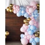 Baloane decorative pentru BABY SHOWER, Embo, Arcada Set 106 baloane din latex, Model Petrecere, Baloane Party, 12 cm, 30 cm, 45 cm, Roz, Albastru, Gold - imagine 2