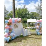 Baloane decorative pentru BABY SHOWER, Embo, Arcada Set 106 baloane din latex, Model Petrecere, Baloane Party, 12 cm, 30 cm, 45 cm, Roz, Albastru, Gold - imagine 3