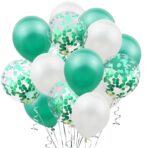 Set 15 baloane pentru petrecere, Embo, alb/verde, 30 cm